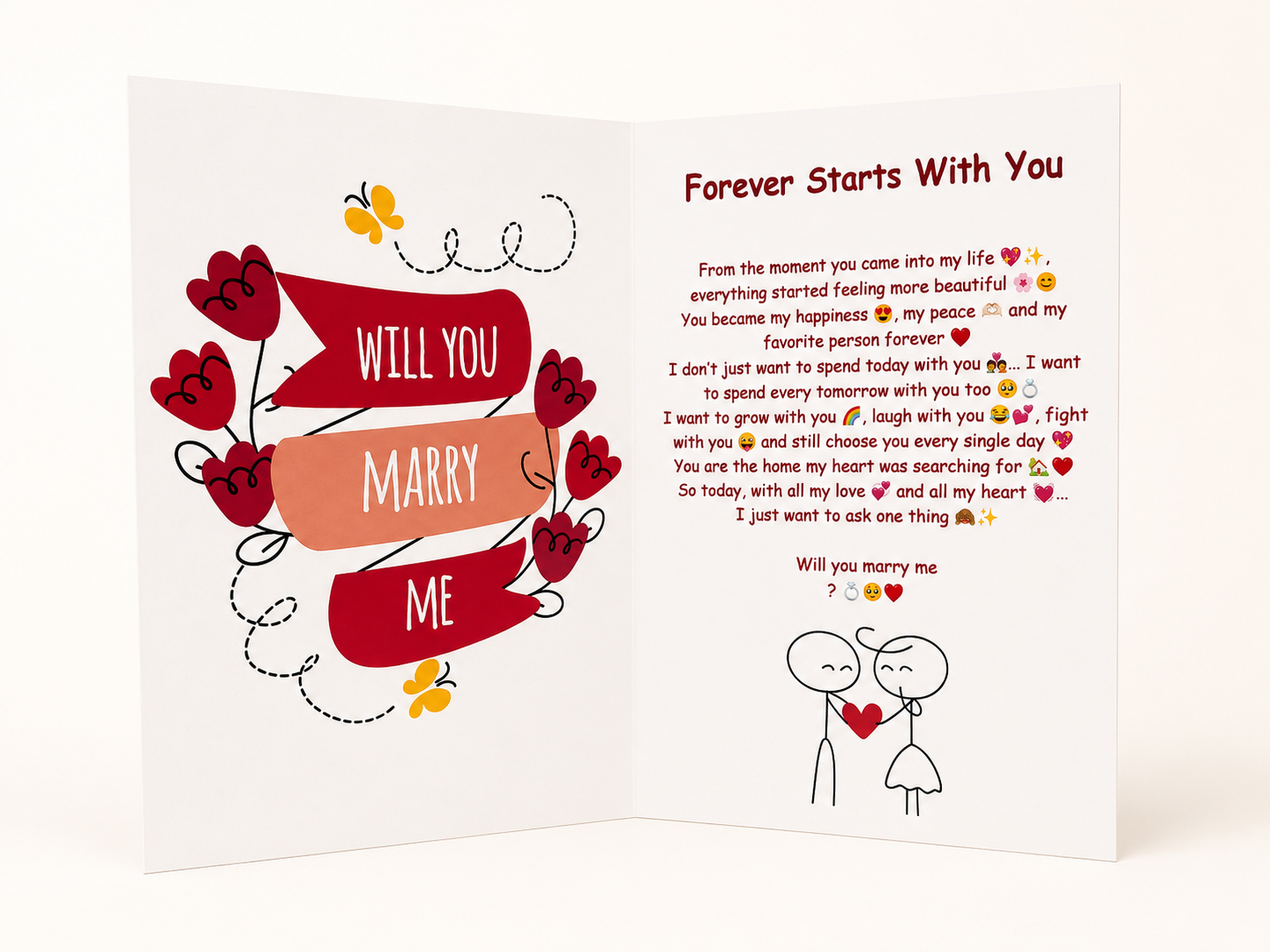 💍 Will You Marry Me Printed Proposal Card | Romantic Marriage Proposal Greeting Card ❤️