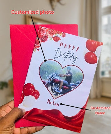 Personalized Birthday Greeting Card with Photo ❤️ | Custom Name & Memory Card 🎂✨ | Romantic Premium Greeting Card for Loved Ones 💌