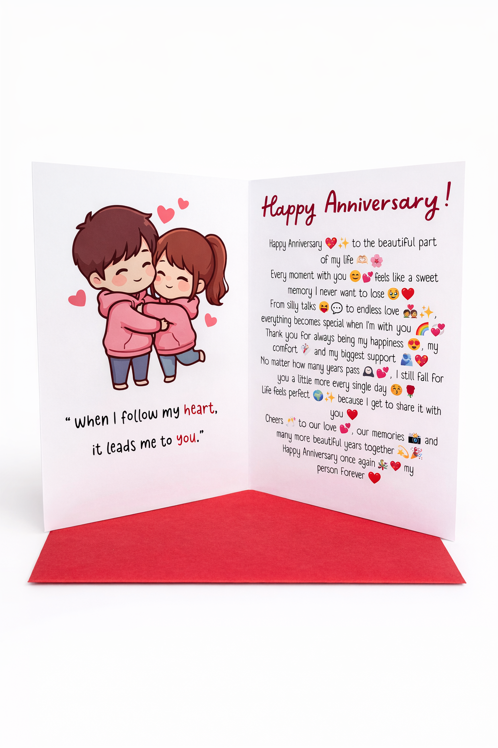 💖 Cute Printed Anniversary Card for Couples | Romantic Love Greeting Card 💌