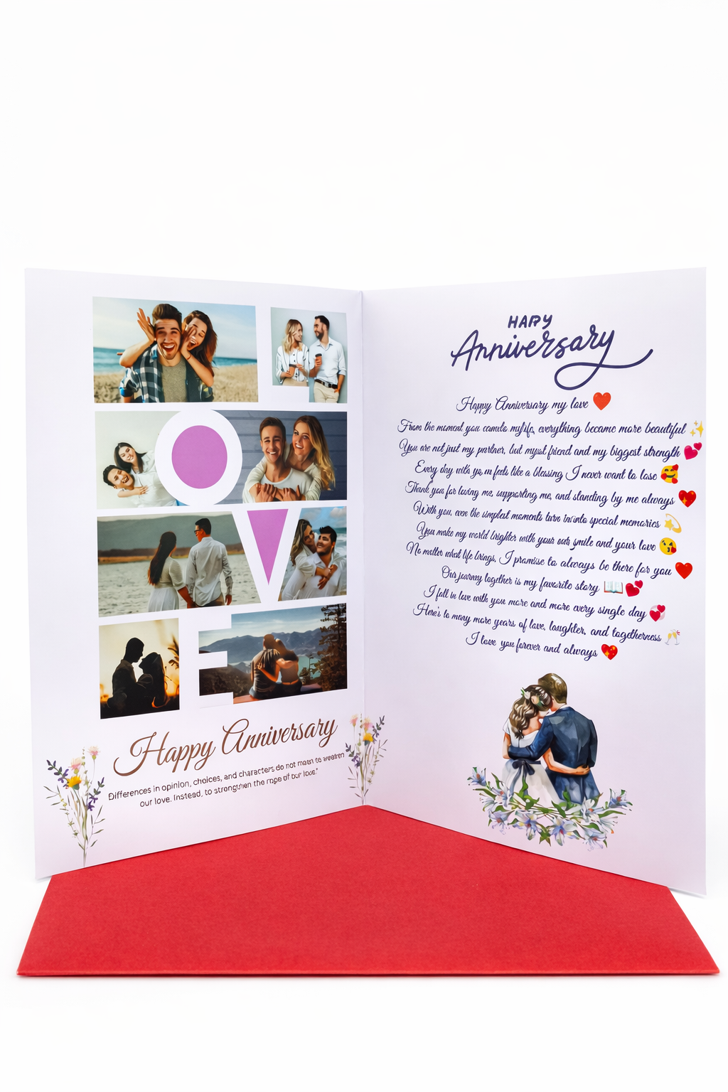 💖 Personalized Anniversary Greeting Card with 9 Photos, Name & Romantic Message 💌