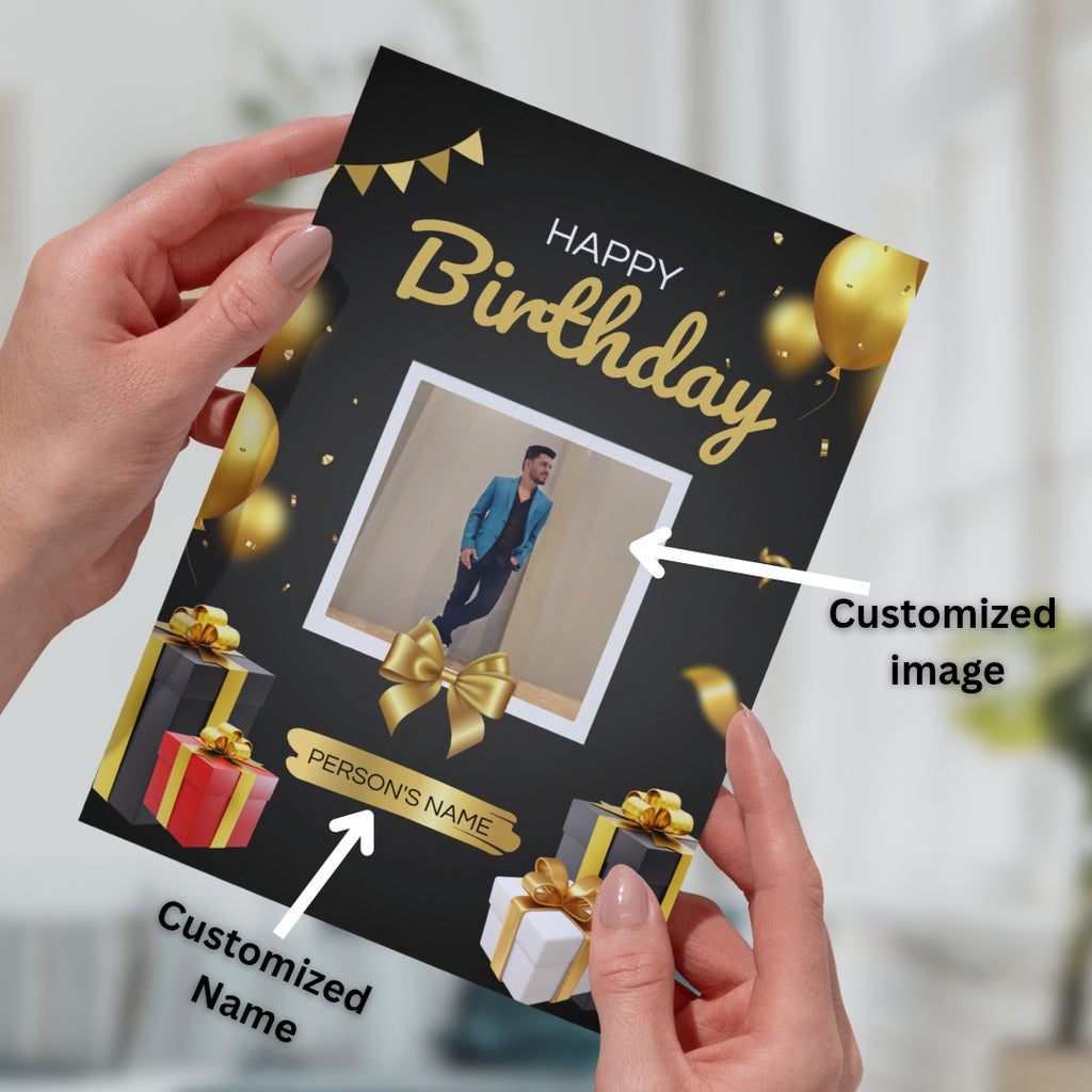 Personalized Romantic Birthday Greeting Card ❤️🎂 | Custom Photo & Name Love Card 💌✨ | Premium Birthday Card for Boyfriend, Girlfriend, Husband & Wife 🎁